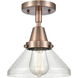 Franklin Restoration Caden LED 8 inch Antique Copper Flush Mount Ceiling Light in Seedy Glass
