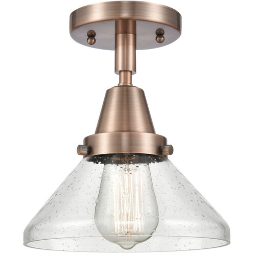 Franklin Restoration Caden LED 8 inch Antique Copper Flush Mount Ceiling Light in Seedy Glass