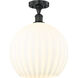 Edison White Venetian 1 Light 13.75 inch Matte Black Semi-Flush Mount Ceiling Light