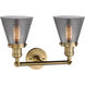 Franklin Restoration Small Cone LED 16 inch Brushed Brass Bath Vanity Light Wall Light in Plated Smoke Glass, Franklin Restoration