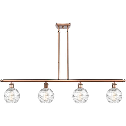 Ballston Small Deco Swirl 4 Light 46 inch Antique Copper Island Light Ceiling Light, Ballston