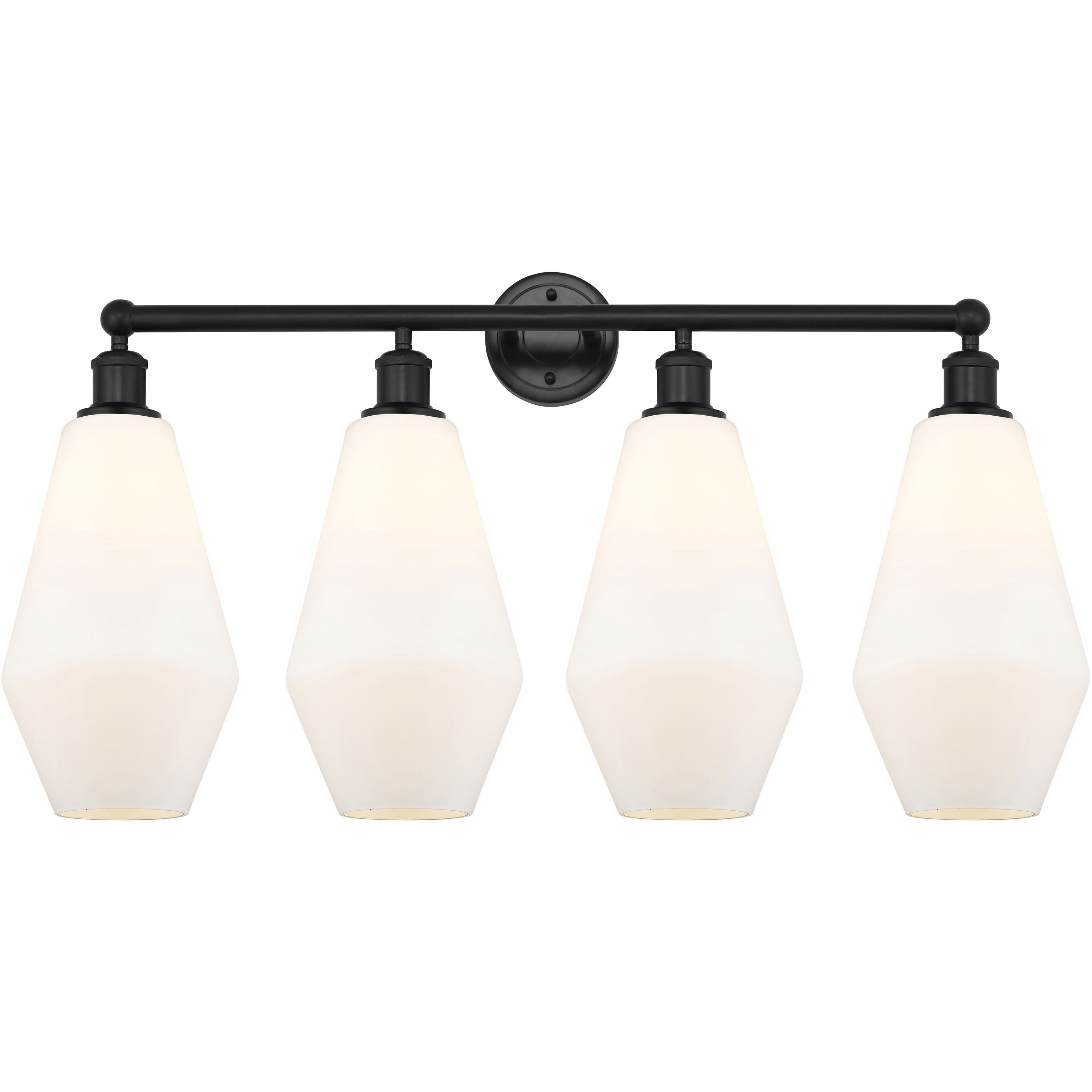 Cindyrella 4 Light 34 inch Matte Black Bath Vanity Light Wall Light in Matte White Glass