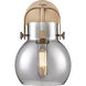 Pilaster II Sphere 1 Light 6.5 inch Brushed Brass Sconce Wall Light in Plated Smoke Glass