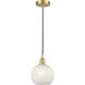 Edison White Mouchette 1 Light 8 inch Satin Gold Cord Hung Mini Pendant Ceiling Light