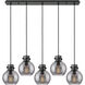 Newton Sphere 5 Light 39.75 inch Matte Black Linear Pendant Ceiling Light in Light Smoke Glass