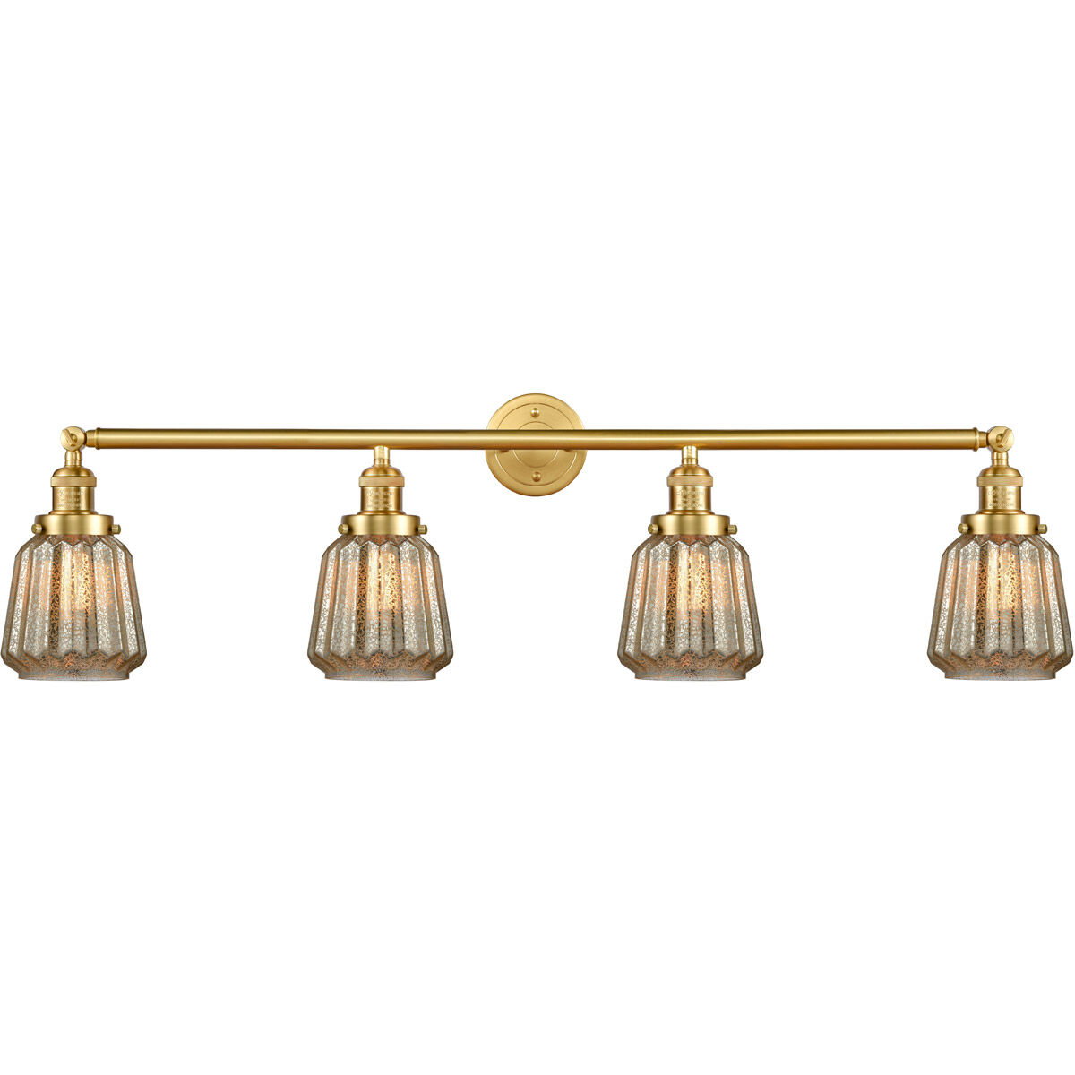 Franklin Restoration Chatham 4 Light 42 inch Satin Gold Bath Vanity Light Wall Light in Mercury Glass, Franklin Restoration