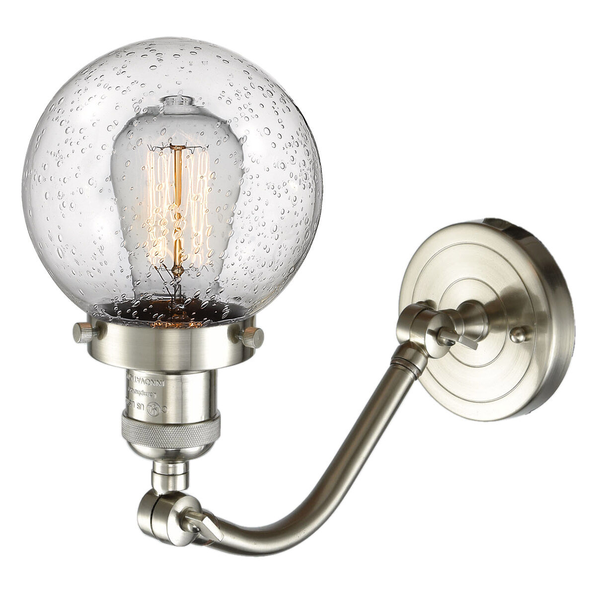 Franklin Restoration Beacon LED 6 inch Brushed Satin Nickel Sconce Wall Light in Seedy Glass, Franklin Restoration