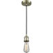Franklin Restoration Cone LED 8 inch Antique Brass Mini Pendant Ceiling Light in Light Smoke Glass, Franklin Restoration