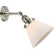 Franklin Restoration Large Cone 1 Light 8 inch Polished Nickel Sconce Wall Light in Matte White Glass, Franklin Restoration
