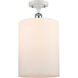 Ballston Large Cobbleskill 1 Light 9 inch White and Polished Chrome Semi-Flush Mount Ceiling Light in Matte White Glass, Ballston