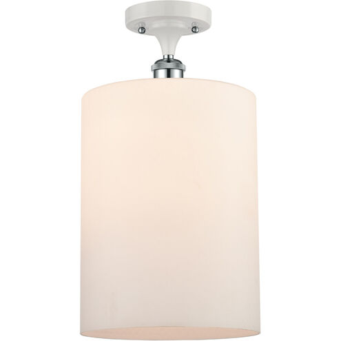 Ballston Large Cobbleskill 1 Light 9 inch White and Polished Chrome Semi-Flush Mount Ceiling Light in Matte White Glass, Ballston