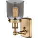 Ballston Small Bell LED 5 inch Brushed Brass Sconce Wall Light in Plated Smoke Glass