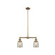 Franklin Restoration Small Bell LED 21 inch Brushed Brass Chandelier Ceiling Light in Silver Plated Mercury Glass, Franklin Restoration