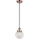 Ballston Beacon 1 Light 6 inch Antique Copper Mini Pendant Ceiling Light in Clear Glass