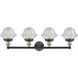 Oxford 4 Light 33.5 inch Black Antique Brass Bath Vanity Light Wall Light in Seedy Glass