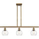Ballston Athens 3 Light 36 inch Brushed Brass Island Light Ceiling Light in Seedy Glass