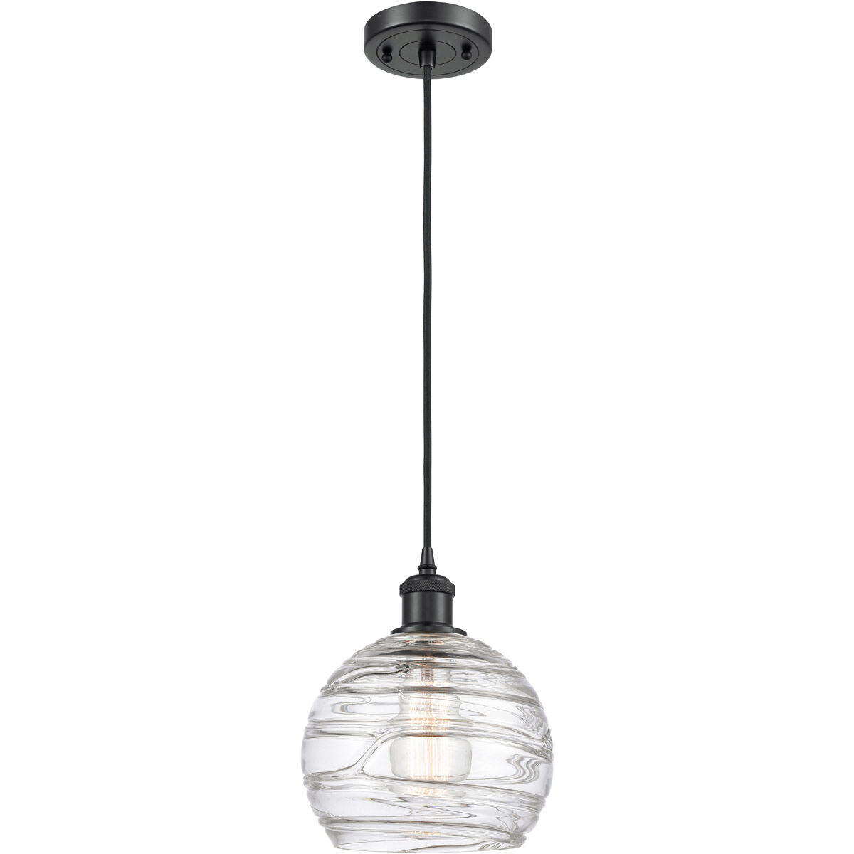 Ballston Deco Swirl 1 Light 8 inch Matte Black Mini Pendant Ceiling Light, Ballston