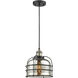 Franklin Restoration Bell Cage 1 Light 9 inch Black Antique Brass Mini Pendant Ceiling Light in Incandescent, Silver Plated Mercury, Franklin Restoration