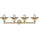 Railroad 4 Light 35 inch Brushed Brass Bath Vanity Light Wall Light
