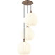 Ballston White Venetian 3 Light 18.5 inch Antique Copper Cord Hung Multi Pendant Ceiling Light