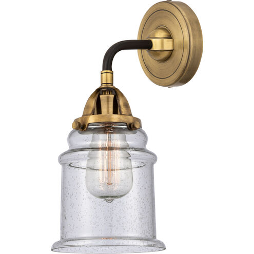 Nouveau 2 Canton 1 Light 6 inch Black Antique Brass and Matte Black Sconce Wall Light in Seedy Glass
