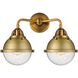 Nouveau 2 Hampden 2 Light 15.25 inch Brushed Brass Bath Vanity Light Wall Light in Seedy Glass