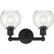 Edison Athens 2 Light 15 inch Matte Black Bath Vanity Light Wall Light in Seedy Glass