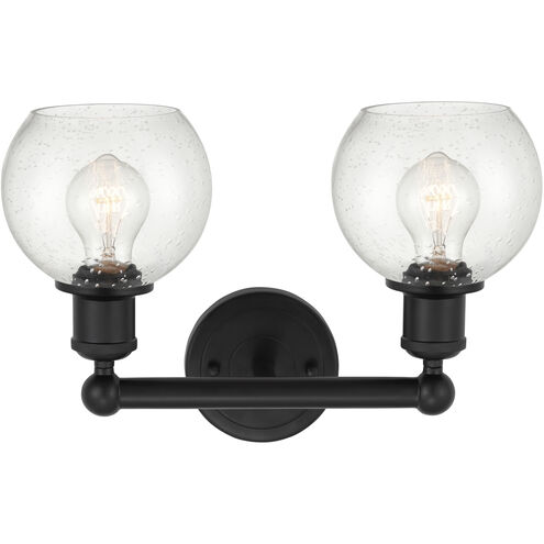 Edison Athens 2 Light 15 inch Matte Black Bath Vanity Light Wall Light in Seedy Glass