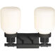 Somers 2 Light 14.75 inch Textured Black Bath Vanity Light Wall Light in Matte White Glass