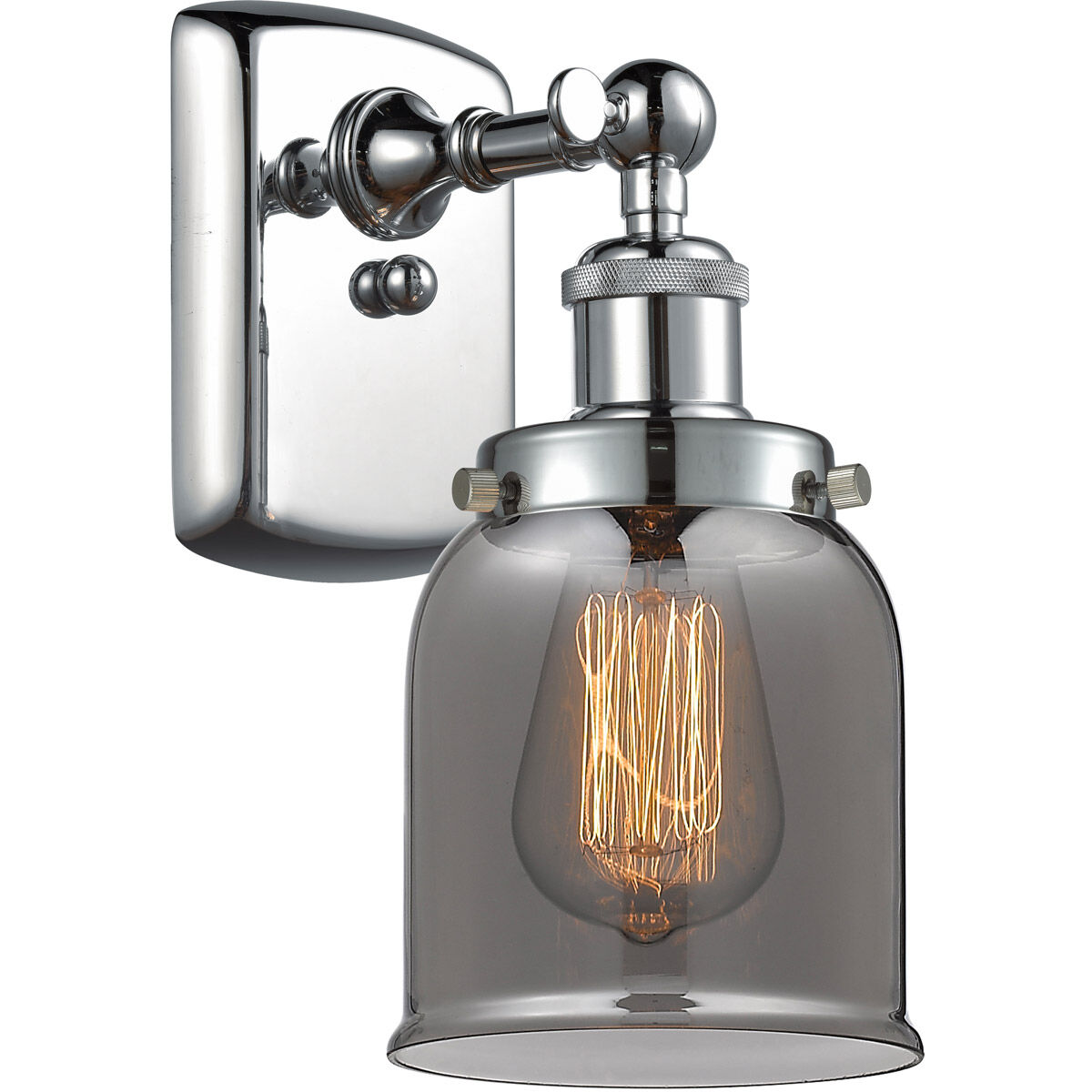 Ballston Small Bell LED 5 inch Polished Chrome Sconce Wall Light in Plated Smoke Glass, Ballston