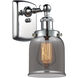 Ballston Small Bell LED 5 inch Polished Chrome Sconce Wall Light in Plated Smoke Glass, Ballston
