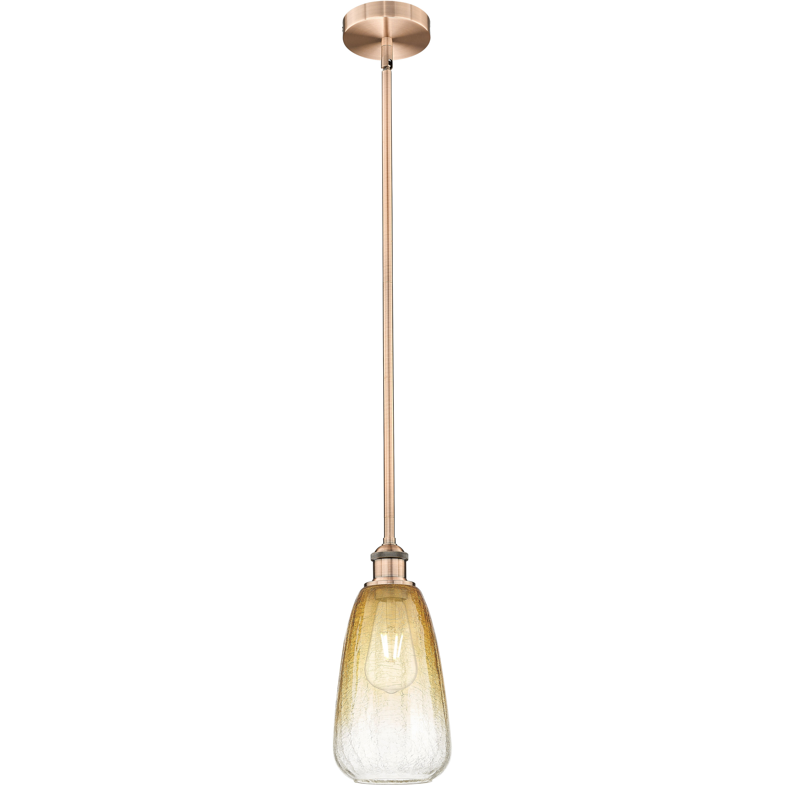 Edison Brookhaven Almond 1 Light 6 inch Antique Copper Mini Pendant Ceiling Light in Amber Glass