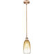 Edison Brookhaven Almond 1 Light 6 inch Antique Copper Mini Pendant Ceiling Light in Amber Glass