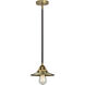 Nouveau 2 Railroad 1 Light 8 inch Black Antique Brass Mini Pendant Ceiling Light in Incandescent