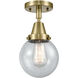 Beacon 1 Light 6 inch Antique Brass Flush Mount Ceiling Light in Bulb Not Included, Seedy Glass