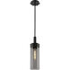 Claverack 1 Light 5 inch Matte Black Pendant Ceiling Light in Plated Smoke Glass