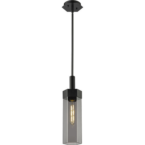 Claverack 1 Light 5 inch Matte Black Pendant Ceiling Light in Plated Smoke Glass