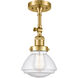 Franklin Restoration Olean 1 Light 7 inch Satin Gold Semi-Flush Mount Ceiling Light in Seedy Glass, Franklin Restoration
