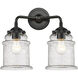 Nouveau Canton 2 Light 14 inch Oil Rubbed Bronze Bath Vanity Light Wall Light in Seedy Glass, Nouveau