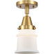 Franklin Restoration Small Canton LED 6 inch Satin Gold Flush Mount Ceiling Light in Matte White Glass