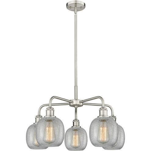 Belfast 5 Light 24 inch Satin Nickel and Clear Crackle Chandelier Ceiling Light