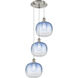 Ballston Brookhaven Sphere 3 Light 17 inch Brushed Satin Nickel Multi Pendant Ceiling Light in Sapphire Blue Glass