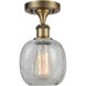 Belfast 1 Light 6 inch Brushed Brass Flush Mount Ceiling Light in Clear Crackle, 2.1 lb