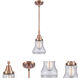 Franklin Restoration Bellmont LED 7 inch Antique Copper Mini Pendant Ceiling Light in Seedy Glass