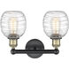 Belfast 2 Light 15 inch Black Antique Brass and Deco Swirl Bath Vanity Light Wall Light