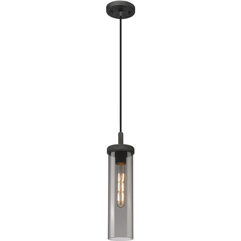 Lincoln 1 Light 4.5 inch Weathered Zinc Pendant Ceiling Light in Light Smoke Glass