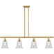 Ballston Hanover 4 Light 48 inch Satin Gold Island Light Ceiling Light in Fishnet Glass, Ballston