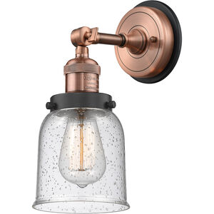 Franklin Restoration Small Bell 1 Light 5 inch Antique Copper Sconce Wall Light in Seedy Glass, Antique Copper/Matte Black