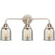 Nouveau 2 Small Bell 3 Light 23 inch Polished Nickel Bath Vanity Light Wall Light in Silver Plated Mercury Glass