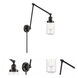 Dover 30 inch 3.50 watt Matte Black Swing Arm Wall Light, Franklin Restoration